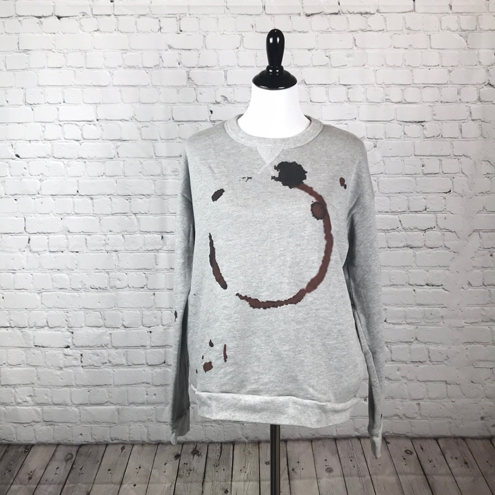 BNWT Size Large gray sweater with oil staining